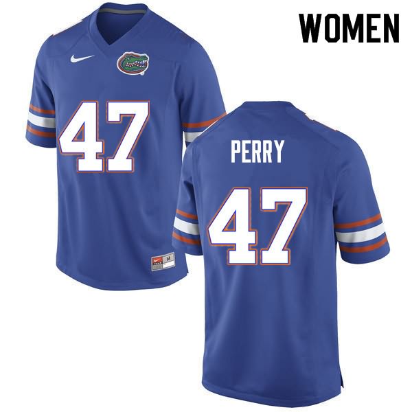 Women's NCAA Florida Gators Austin Perry #47 Stitched Authentic Nike Blue College Football Jersey NZE7065NR